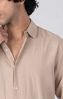 TAILORAEDGE Classic Fused Linen Shirt In Beige