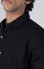 TAILORAEDGE Classic Fused Linen Shirt In Black