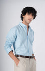 TAILORAEDGE Classic Fused Linen Shirt In Blue