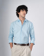 TAILORAEDGE Classic Fused Linen Shirt In Blue