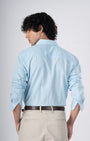 TAILORAEDGE Classic Fused Linen Shirt In Blue