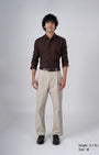 TAILORAEDGE Classic Fused Linen Shirt In Brown