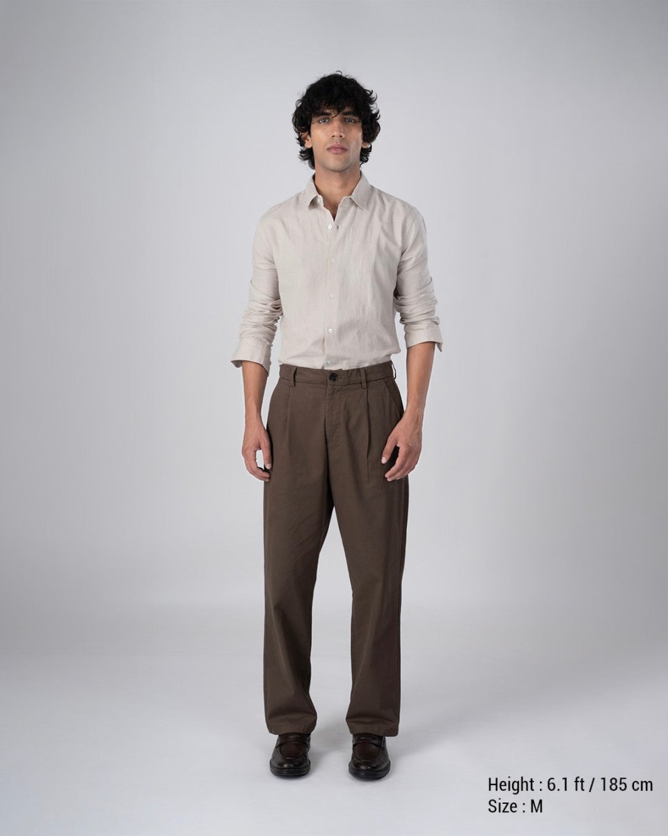 TAILORAEDGE Classic Fused Linen Shirt In Cream