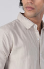 TAILORAEDGE Classic Fused Linen Shirt In Cream