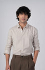 TAILORAEDGE Classic Fused Linen Shirt In Cream