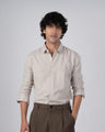 TAILORAEDGE Classic Fused Linen Shirt In Cream