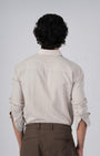 TAILORAEDGE Classic Fused Linen Shirt In Cream