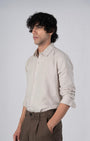 TAILORAEDGE Classic Fused Linen Shirt In Cream