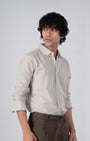 TAILORAEDGE Classic Fused Linen Shirt In Cream