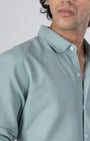 TAILORAEDGE Classic Fused Linen Shirt In Green