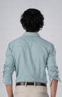 TAILORAEDGE Classic Fused Linen Shirt In Green