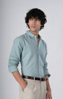 TAILORAEDGE Classic Fused Linen Shirt In Green