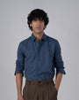 TAILORAEDGE Classic Fused Linen Shirt In Ocean Blue
