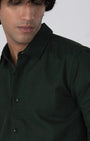 TAILORAEDGE Classic Fused Linen Shirt In Olive