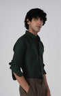 TAILORAEDGE Classic Fused Linen Shirt In Olive