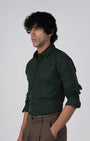 TAILORAEDGE Classic Fused Linen Shirt In Olive