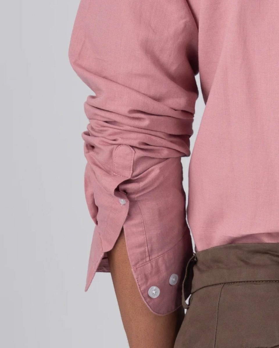 TAILORAEDGE Classic Fused Linen Shirt In Pink
