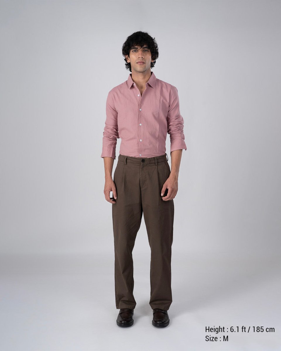 TAILORAEDGE Classic Fused Linen Shirt In Pink