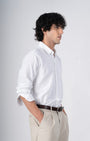TAILORAEDGE Classic Fused Linen Shirt In White