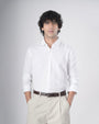 TAILORAEDGE Classic Fused Linen Shirt In White