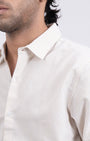 TAILORAEDGE Classic Oxford Stripe Shirt In Beige