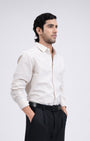 TAILORAEDGE Classic Oxford Stripe Shirt In Beige