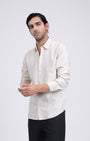 TAILORAEDGE Classic Oxford Stripe Shirt In Beige