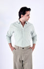 TAILORAEDGE Classic Oxford Stripe Shirt In Green