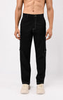 TAILORAEDGE Contrast Stitch Relaxed Cargo Pants In Black