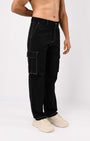 TAILORAEDGE Contrast Stitch Relaxed Cargo Pants In Black