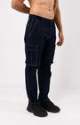 TAILORAEDGE Contrast Stitch Relaxed Cargo Pants In Navy