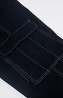 TAILORAEDGE Contrast Stitch Relaxed Cargo Pants In Navy