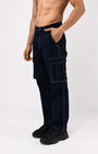 TAILORAEDGE Contrast Stitch Relaxed Cargo Pants In Navy