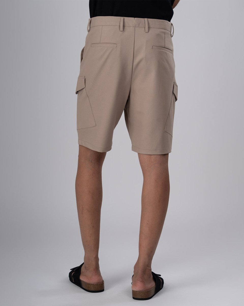 TAILORAEDGE Easy Iron Cargo Shorts In Beige