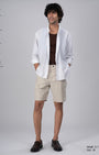 TAILORAEDGE Easy Iron Cargo Shorts In Cream