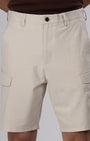 TAILORAEDGE Easy Iron Cargo Shorts In Cream