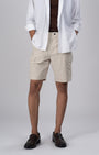 TAILORAEDGE Easy Iron Cargo Shorts In Cream