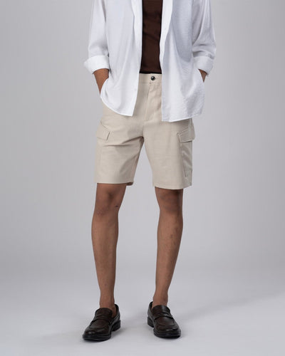 Easy Iron Cargo Shorts In Cream