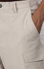 TAILORAEDGE Easy Iron Cargo Shorts In Cream