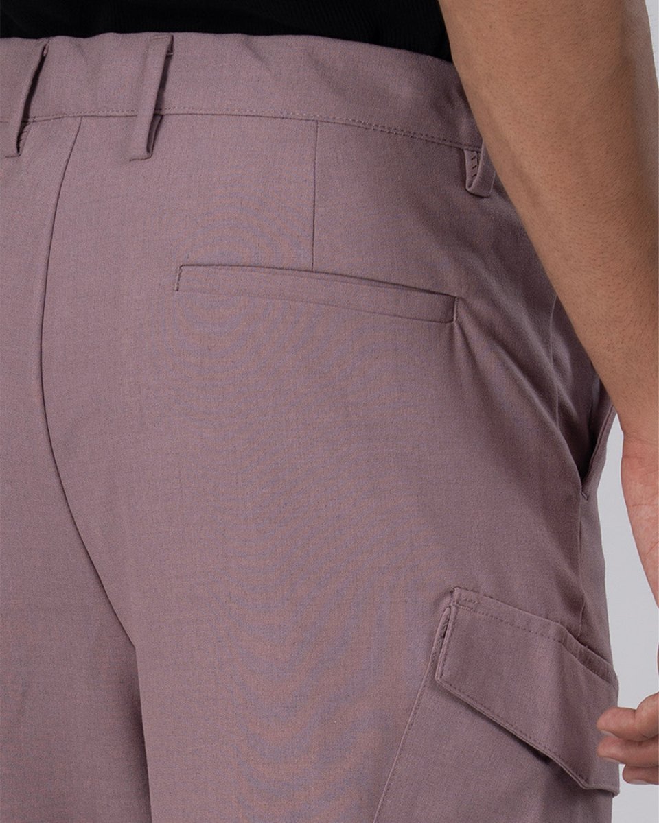 TAILORAEDGE Easy Iron Cargo Shorts In Lavender