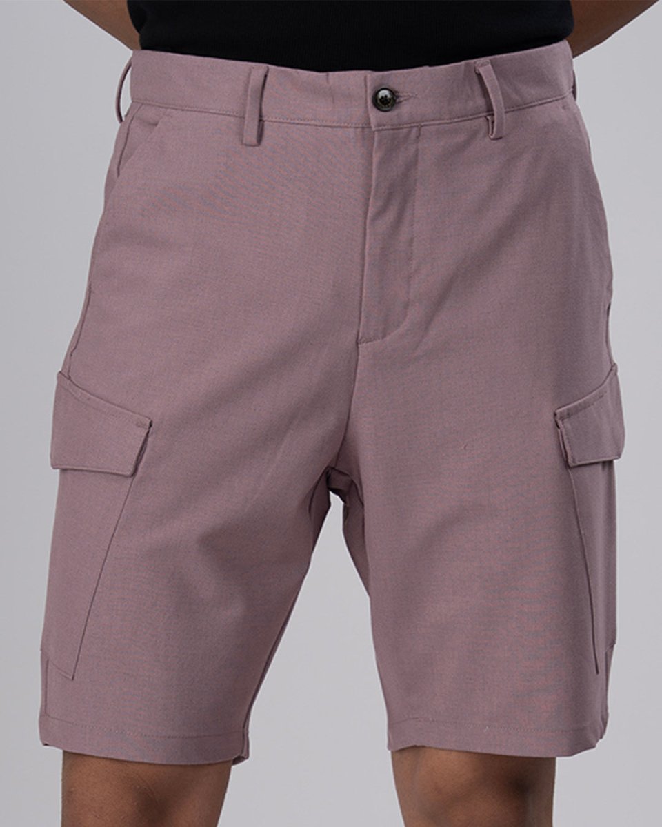 TAILORAEDGE Easy Iron Cargo Shorts In Lavender