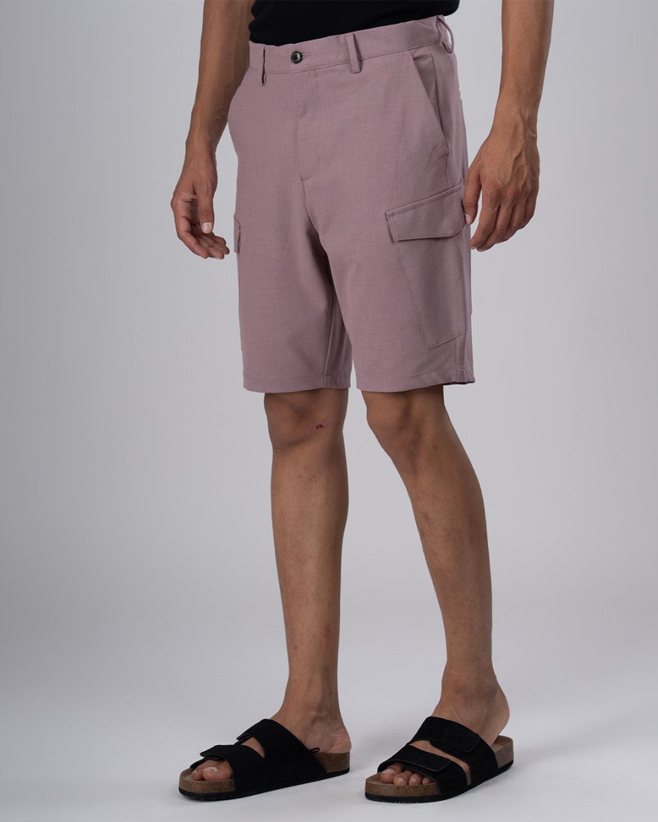 TAILORAEDGE Easy Iron Cargo Shorts In Lavender