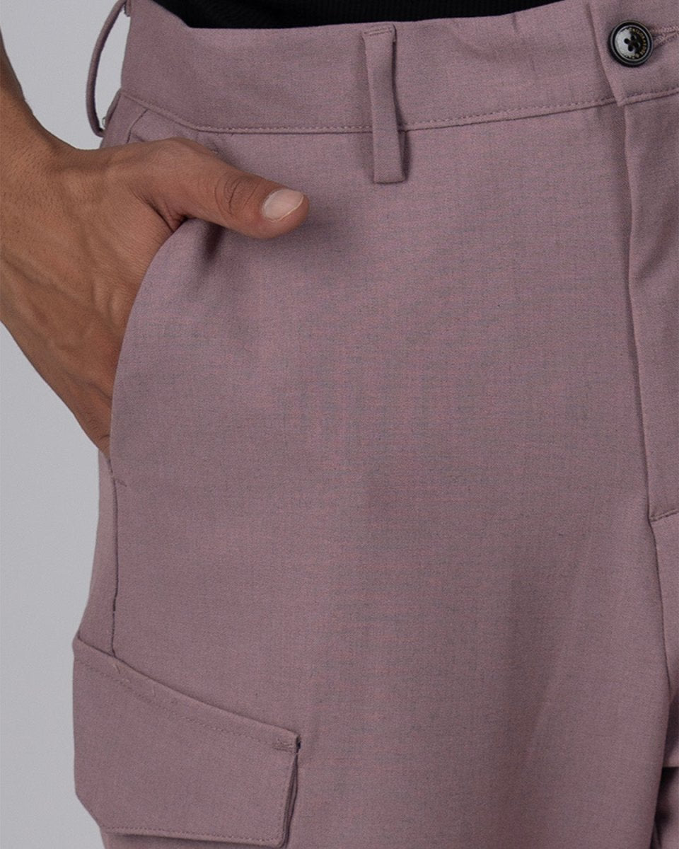 TAILORAEDGE Easy Iron Cargo Shorts In Lavender