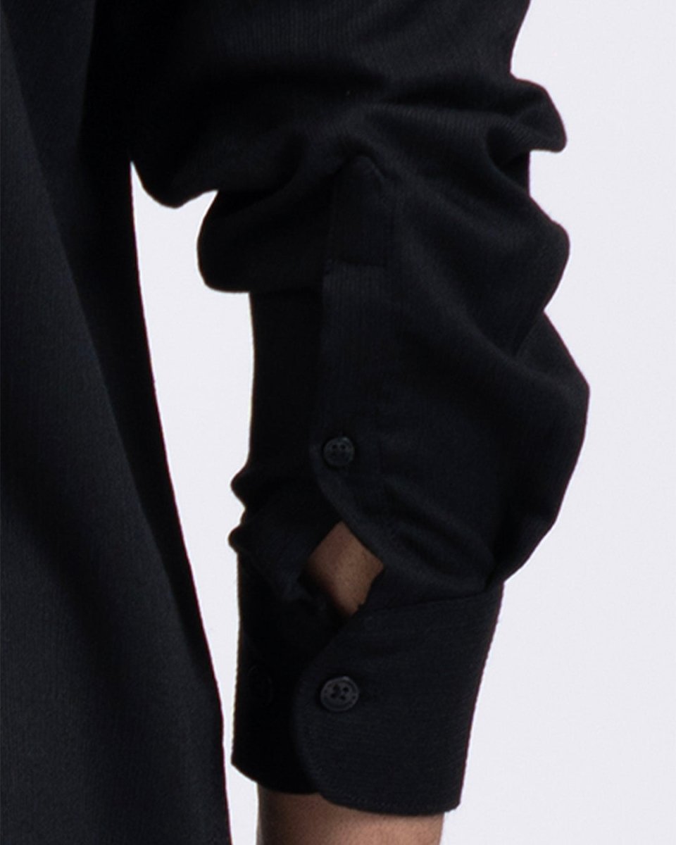 TAILORAEDGE Easy Iron Cord Cargo Shirt In Black