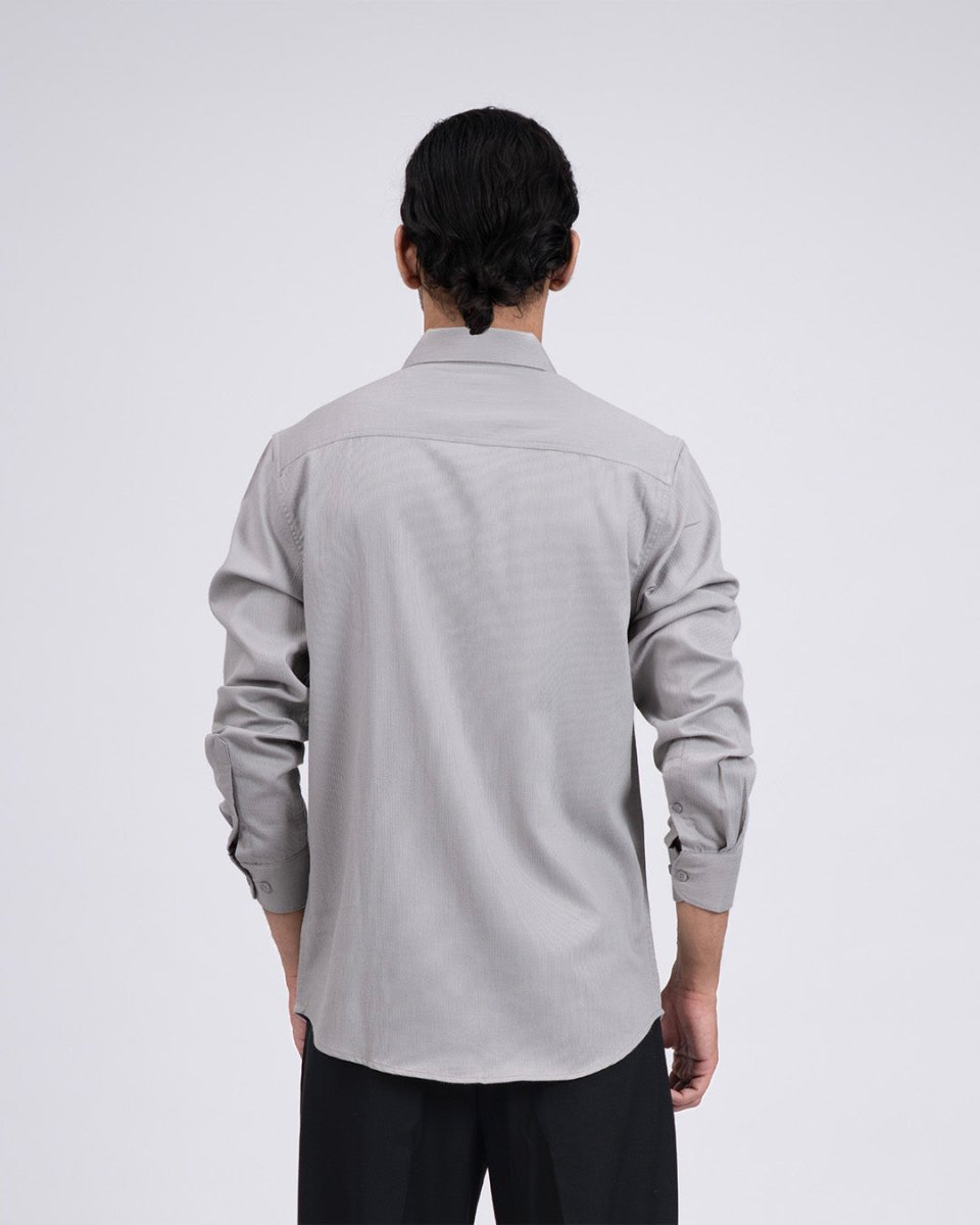 TAILORAEDGE Easy Iron Cord Cargo Shirt In Grey