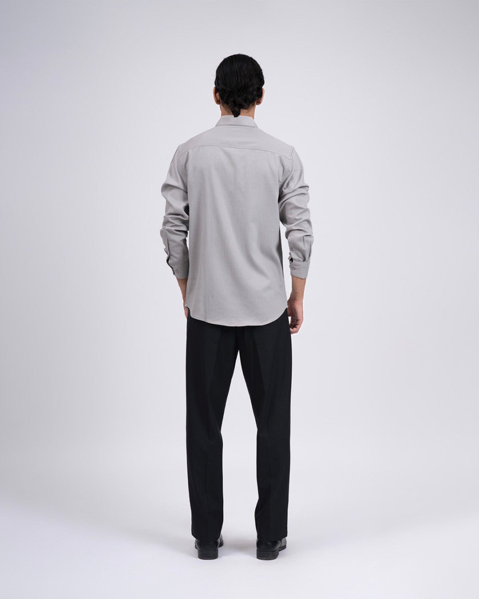 TAILORAEDGE Easy Iron Cord Cargo Shirt In Grey