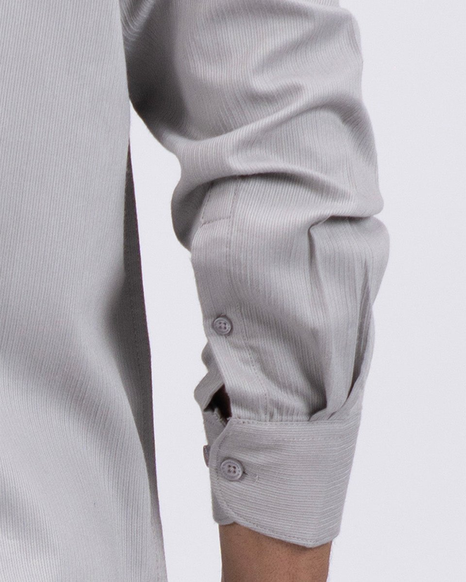 TAILORAEDGE Easy Iron Cord Cargo Shirt In Grey