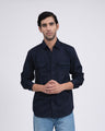 TAILORAEDGE Easy Iron Cord Cargo Shirt In Navy