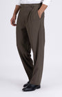 TAILORAEDGE Easy Iron Flexi Relaxed Trouser In Brown