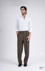 TAILORAEDGE Easy Iron Flexi Relaxed Trouser In Brown
